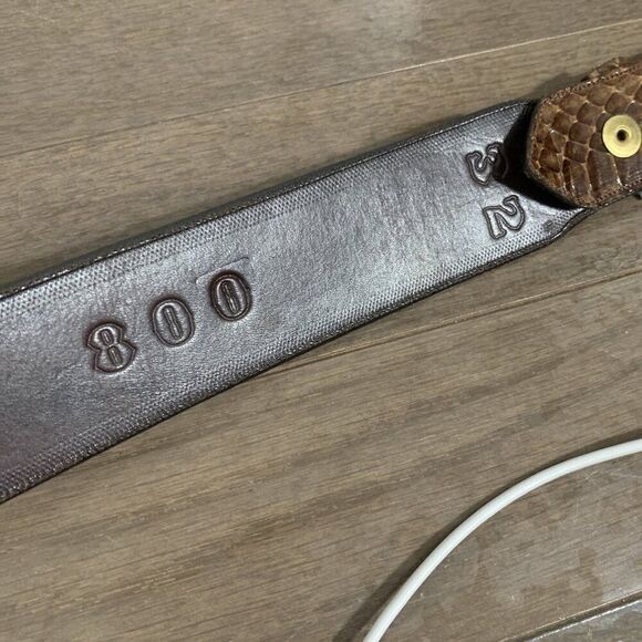 Rj Foley Womens Solid Brown Genuine Snakeskin Belt - Picture 4 of 4